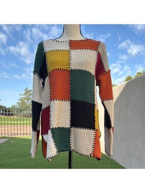 Vintage AKF Multicolor Patchwork Sweater Medium